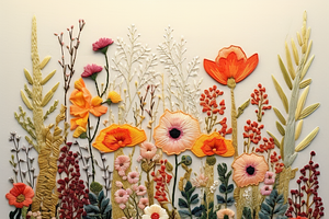 Embroidery Floral Landscape