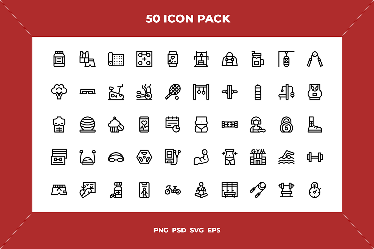 Fitness icons, an Outline Icon by Wencory (Photo 1 of 2)