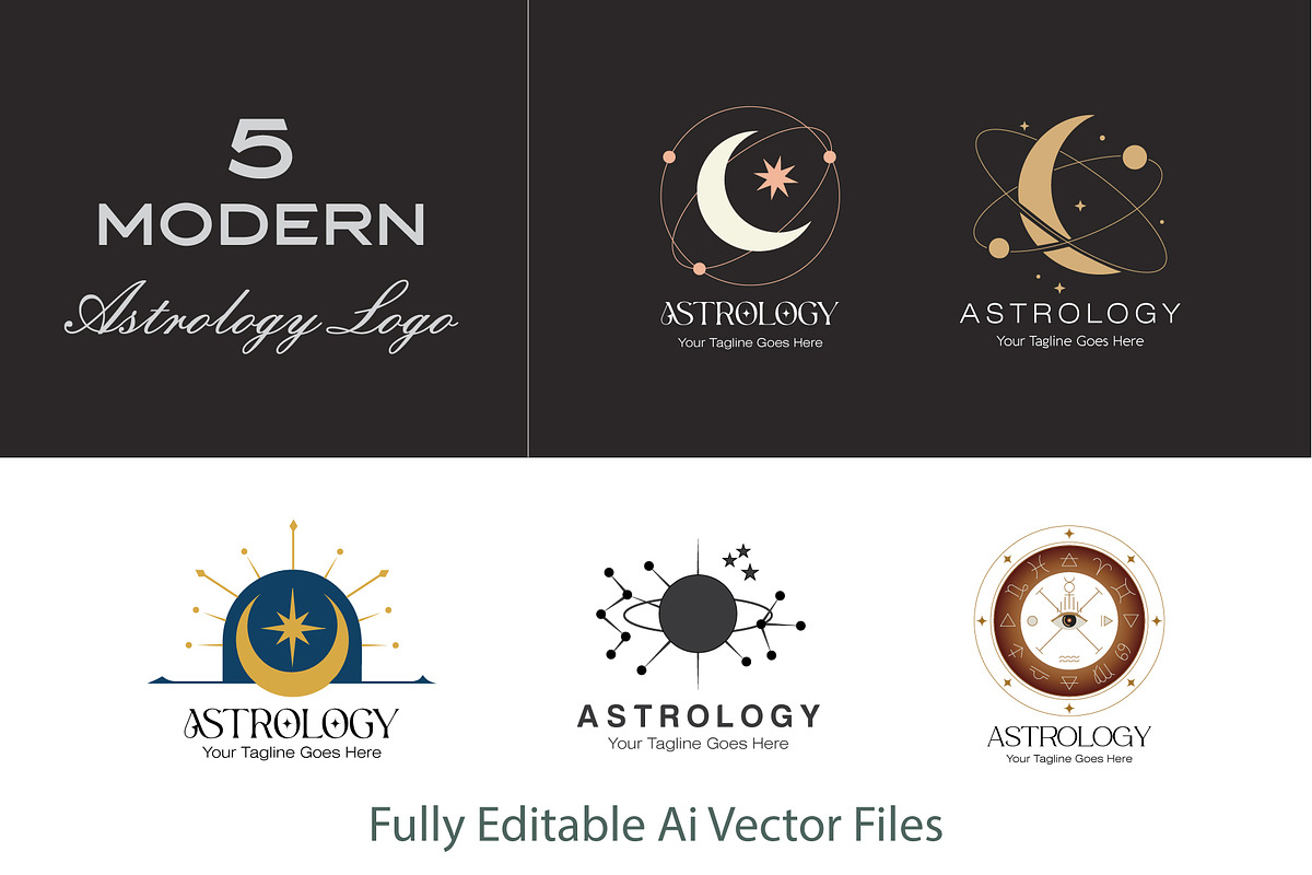 Modern Astrology Logo Collection, a Branding & Logo Template by YUDesignStore (Photo 1 of 15)