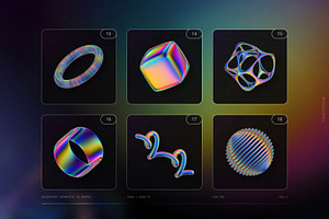 Iridescent Geometric 3D Shapes Vol.3