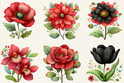 Watercolor Flowers Clipart, an Illustration by DreamCafeArt (Thumbnail 2 of 8)