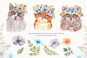 Watercolor Cats and Flowers, an Animal Illustration by TanataDesign (Thumbnail 4 of 9)
