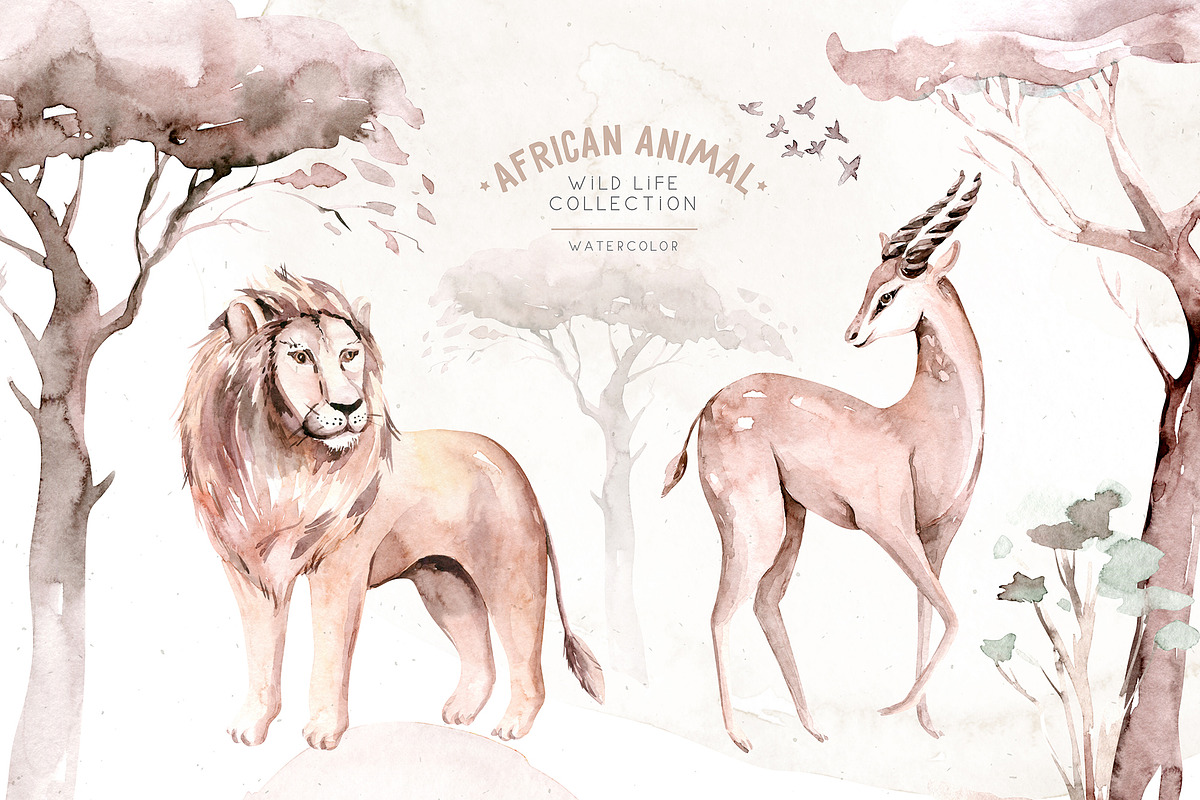 African animals watercolor set, an Animal Illustration by Peace ART (Photo 10 of 24)