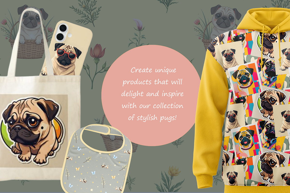 Pugs Clipart Set, an Animal Illustration by AG Mockups (Photo 6 of 6)
