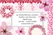 Cherry Blossom Seamless Borders, an Object Graphic by AllTheKewtClipart (Thumbnail 1 of 10)