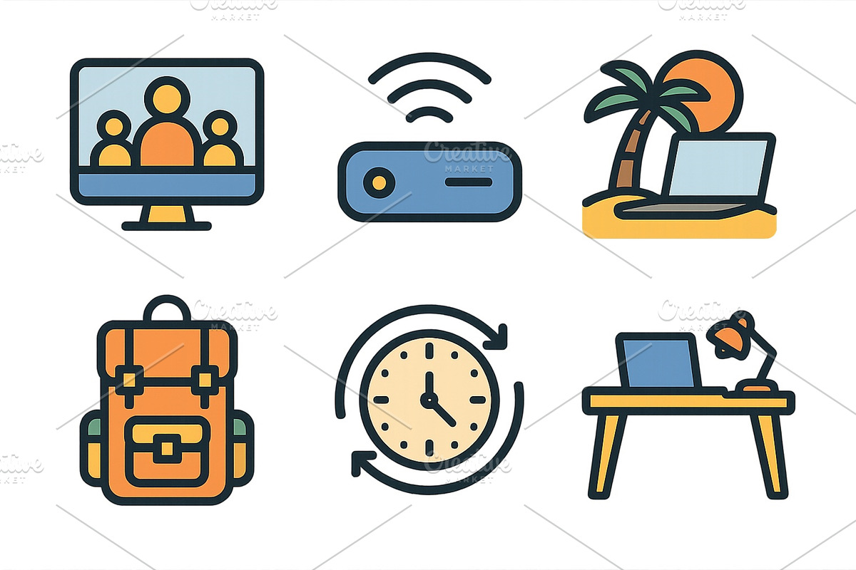 Remote work essentials for, a Technology Illustration by ZinetroN