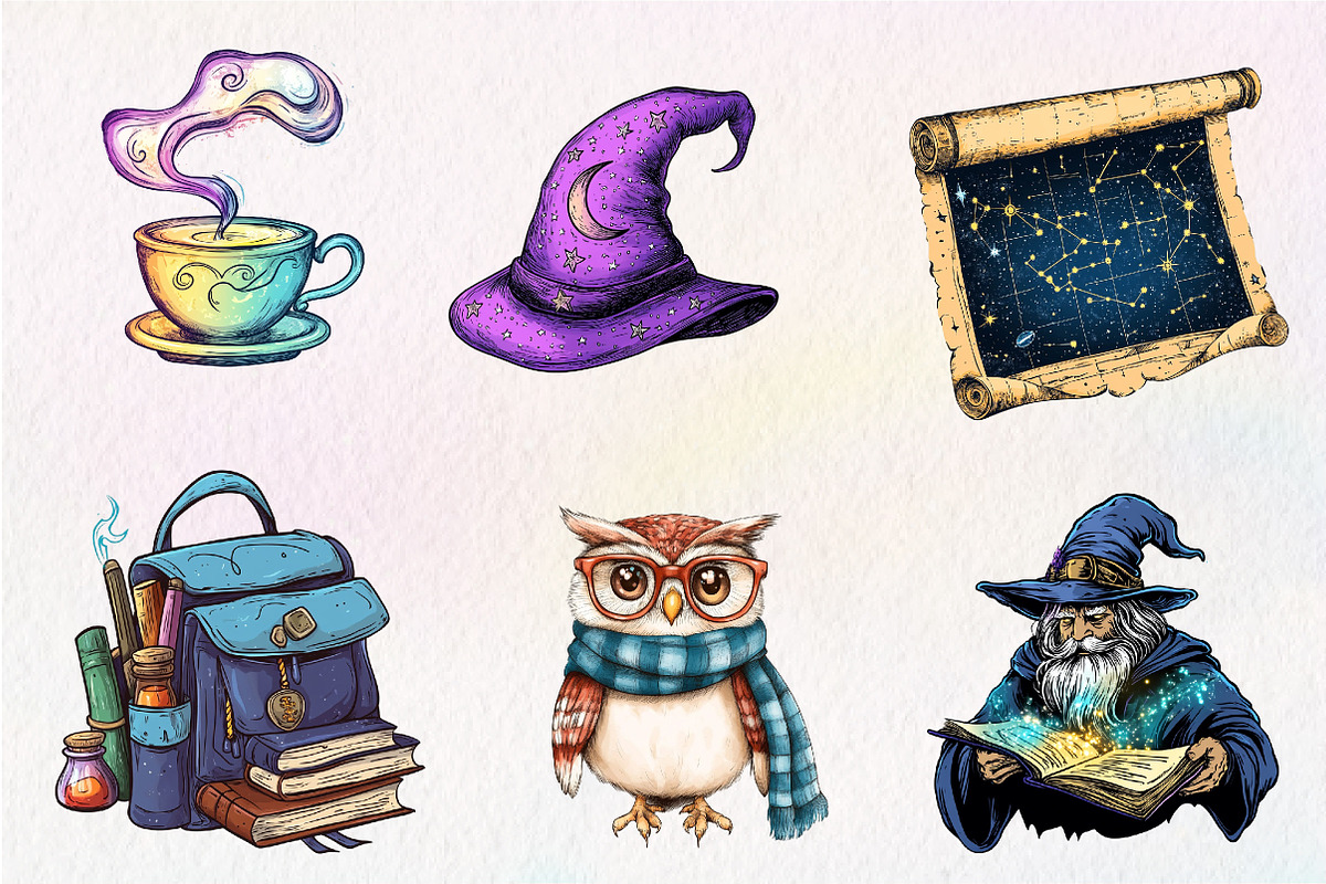Cute Wizard School  Clipart, an Illustration by CreationArt (Photo 3 of 9)
