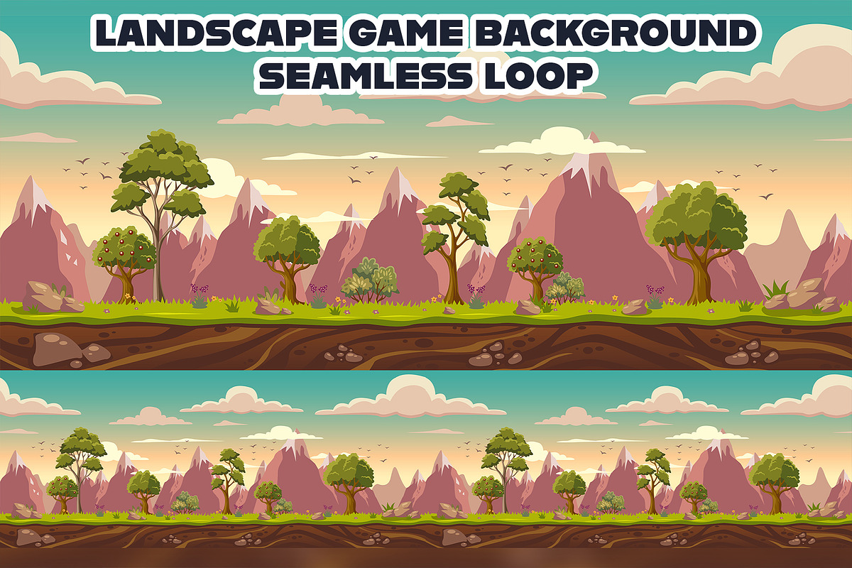 2D Nature Mountain Game Background, a Decorative Illustration by Vowx Studios (Photo 1 of 3)