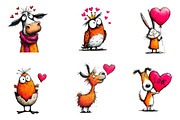 Quirky Valentine's Animals Clipart, an Illustration by Dream Creation (Thumbnail 6 of 7)
