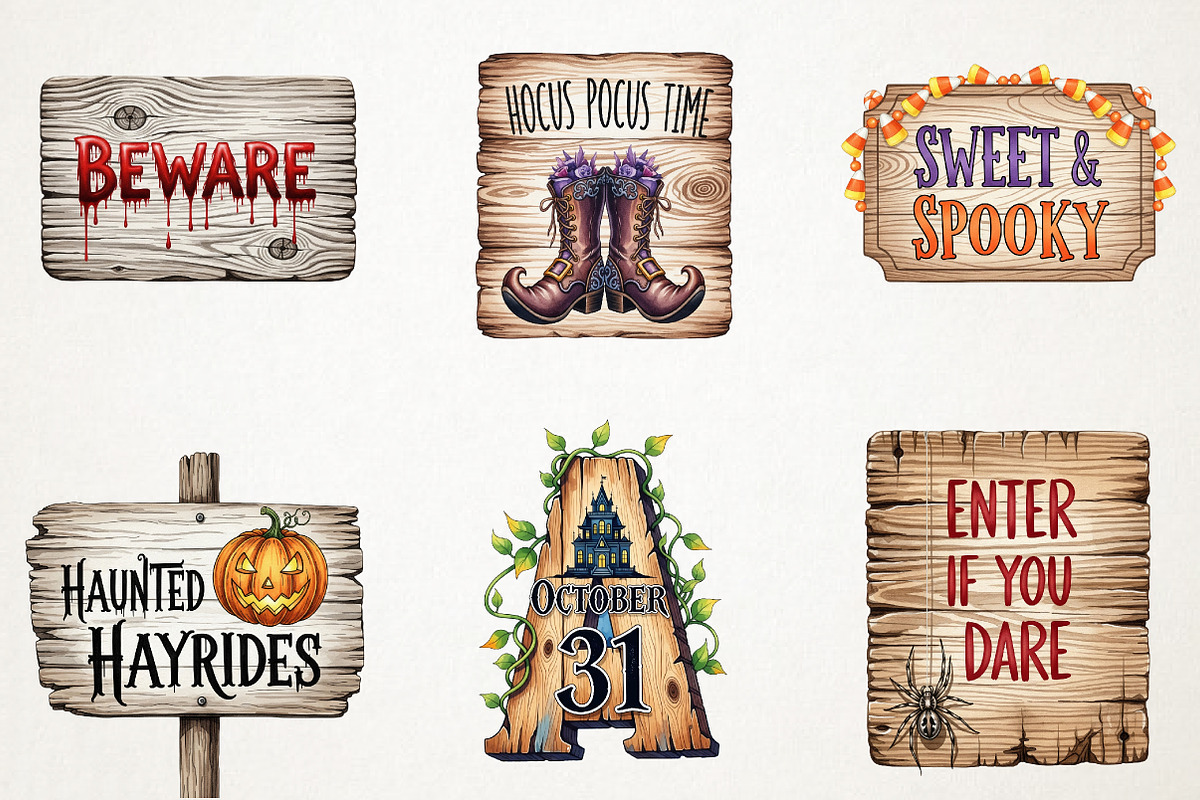 Halloween Wooden Board Sublimation, an Illustration by RobertsArt (Photo 6 of 7)