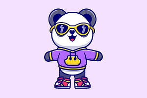Cute Cool Panda Wearing Hoodie, an Animal Illustration by Catalyst Labs