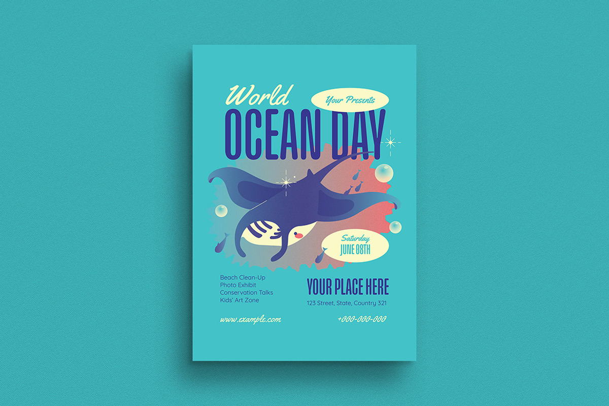 Blue Modern World Ocean Day Flyer, a Flyer Template by VectorVactory (Photo 1 of 3)