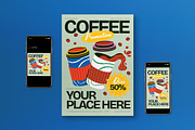 Green Coffee Shop Promo Flyer Set, a Flyer Template by graphicook (Thumbnail 1 of 3)