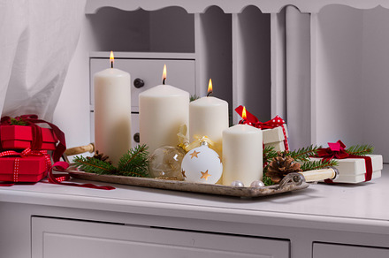 Burning advent candles featuring christmas, candles, and glowing, a Holiday Photo by Neirfy