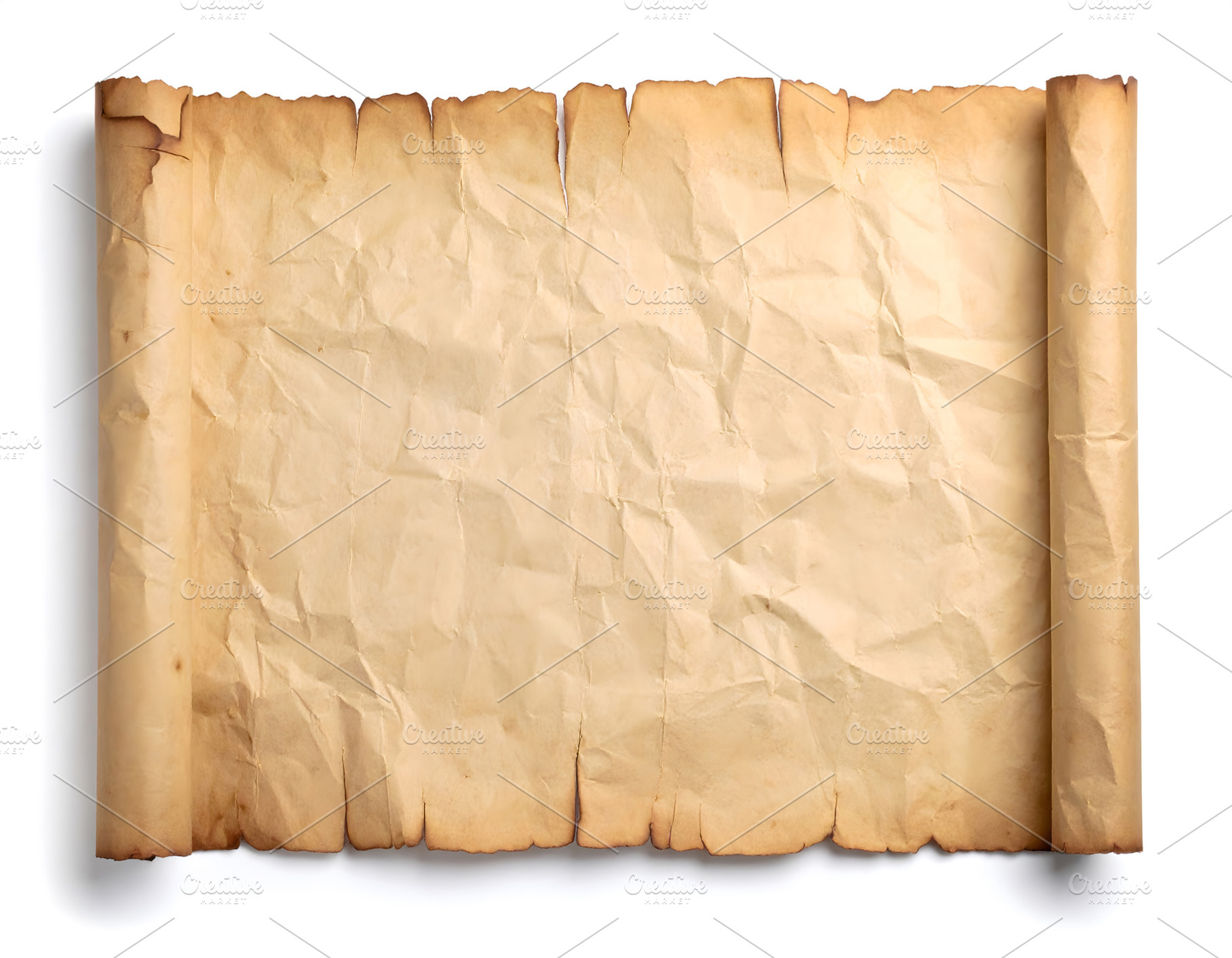Aged blank scroll with curled edges and burned marks, a Background Photo by GoodGoods