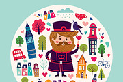 Illustrations with London symbols, a Decorative Illustration by MoleskoStudio (Thumbnail 3 of 9)