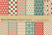 Retro Christmas Digital Papers, a Texture Graphic by Chus Moreno Studio (Thumbnail 1 of 3)