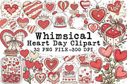 Whimsical Heart Day Clipart, an Illustration by Libby Wishes (Thumbnail 1 of 5)