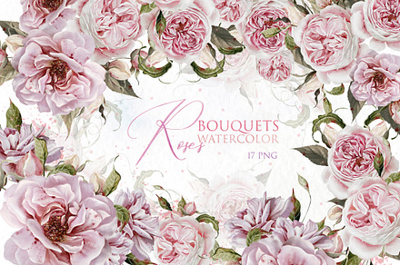 Roses Watercolor Bouquets