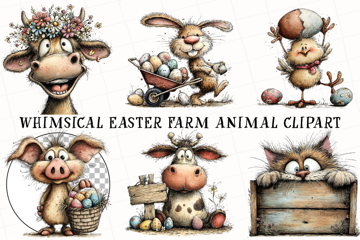 Whimsical Easter Farm Clipart, an Illustration by OK Design (Photo 2 of 6)
