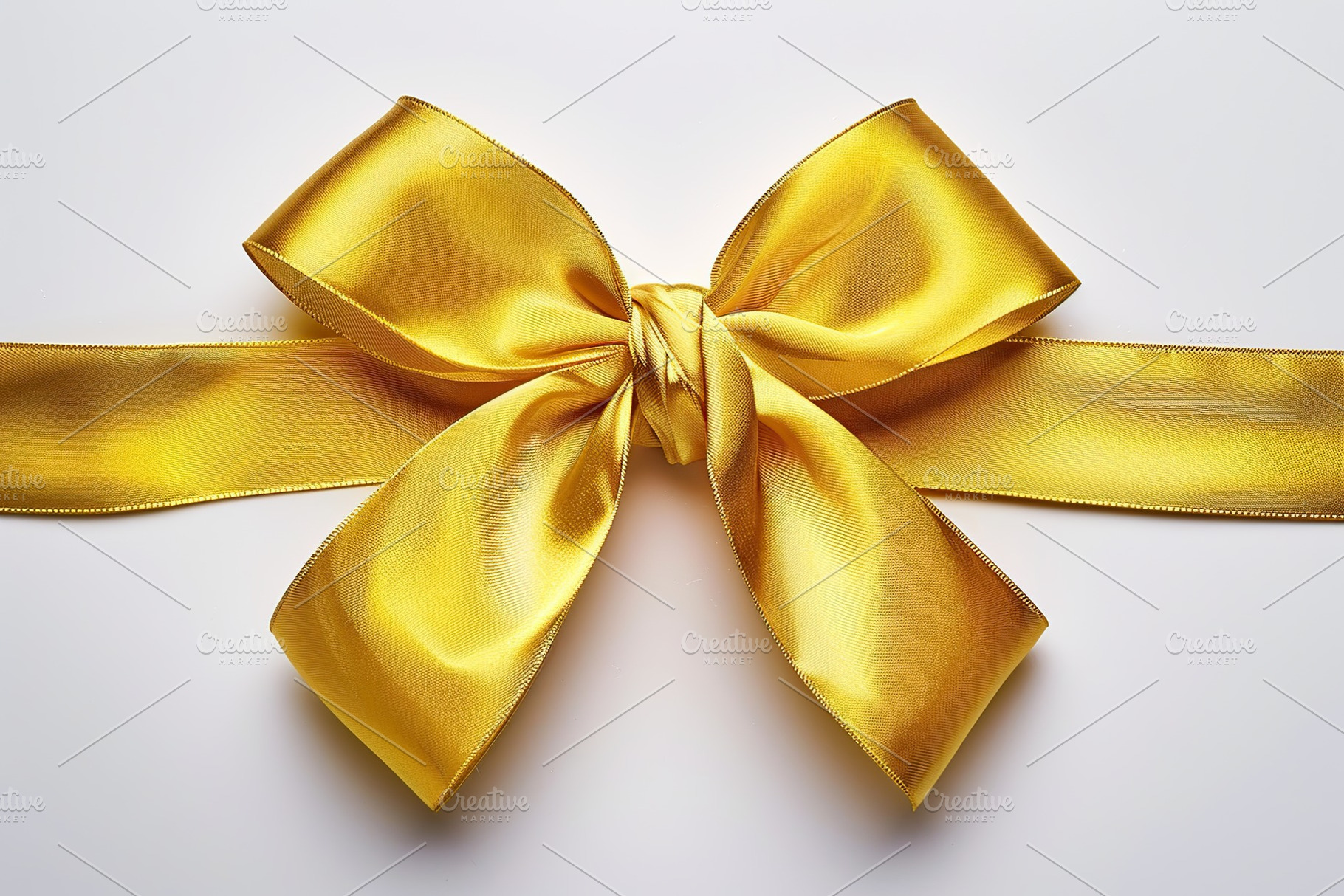 Golden satin ribbon bow on white background, a Beauty & Fashion Photo by AlyaAnd