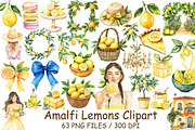 Watercolor Amalfi Lemons Clipart, an Illustration by Design Market (Thumbnail 1 of 4)