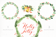 Holly Jolly Watercolor cliparts, a Decorative Illustration by everysunsun (Thumbnail 3 of 5)