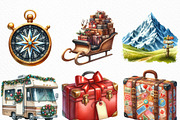 Christmas Travel Clipart, an Illustration by Craft Nest (Thumbnail 2 of 6)