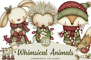 Whimsical Christmas Animals Clipart, an Illustration by DreamPrint404 (Thumbnail 1 of 6)