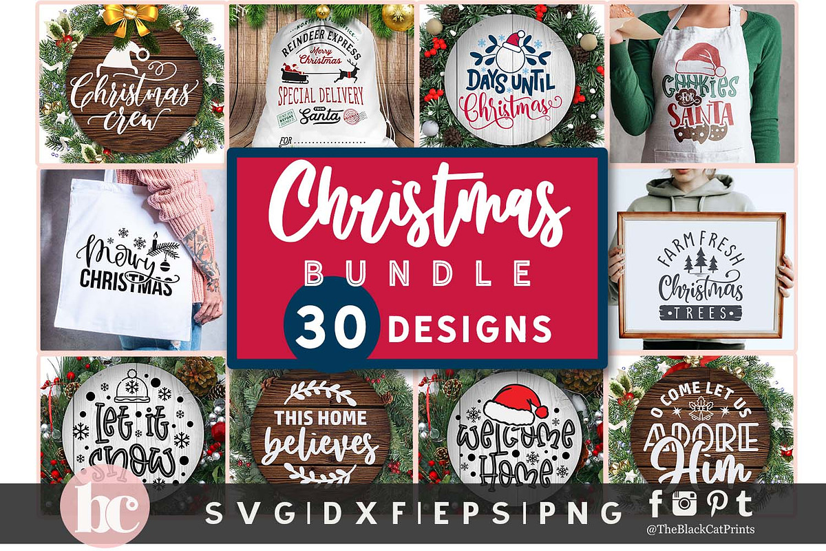 Christmas Quotes Bundle SVG PNG EPS, an Illustration by TheBlackCatPrints (Photo 1 of 5)