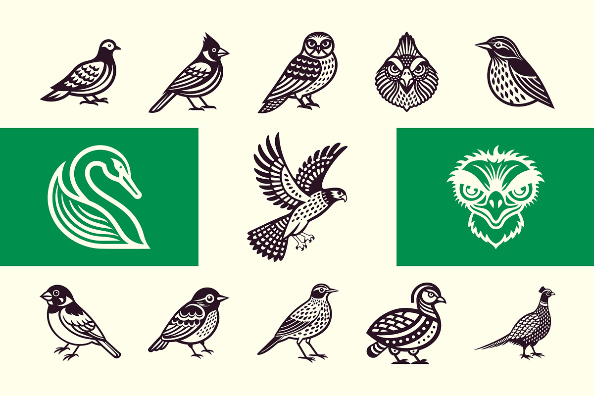 Birds Silhouette Icon Set, a Solid Icon by Creative Stall (Photo 6 of 9)