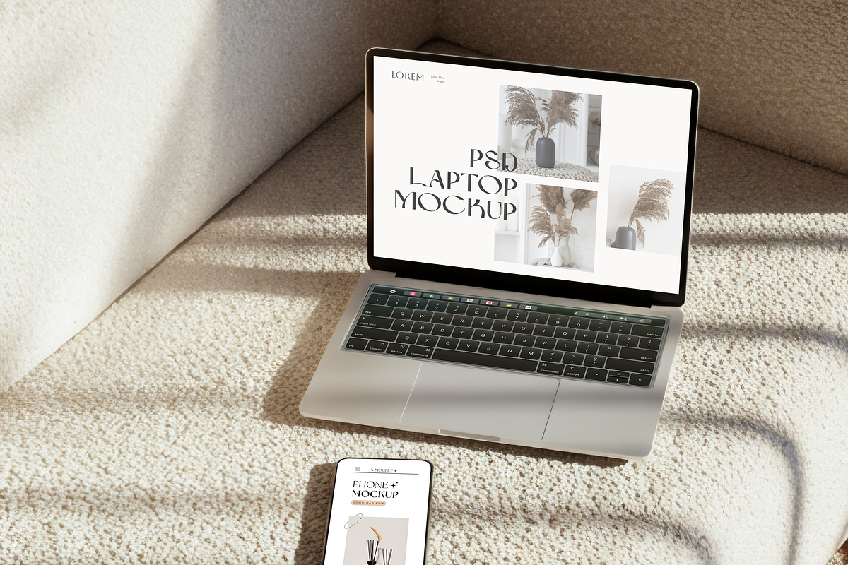 Laptop Phone Elegant Neutral Mockup, a Mac Mockup by Julia Anderi - Studio (Photo 1 of 3)