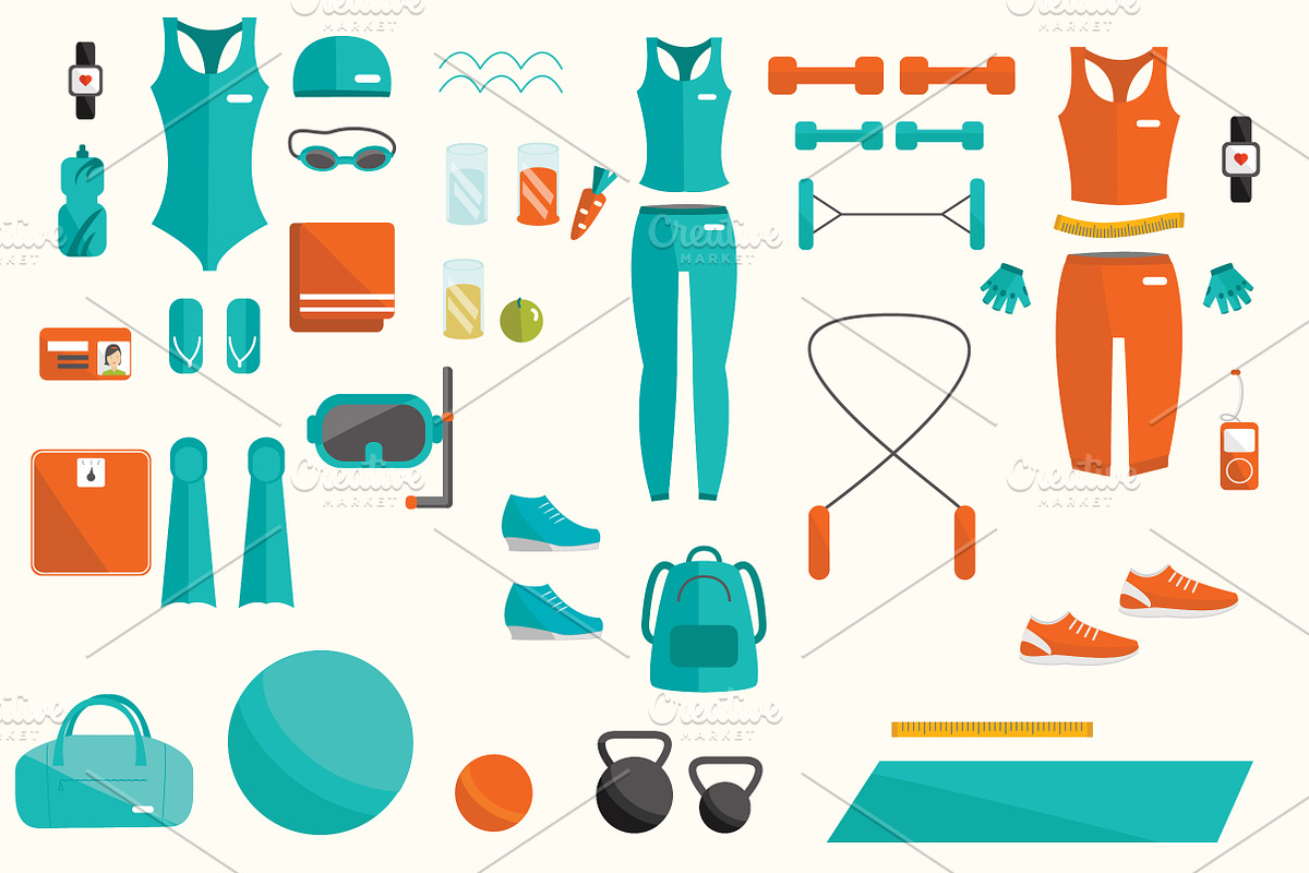 53 fitness elements + 2 patterns., an Illustration by Little A (Aigul) (Photo 2 of 5)