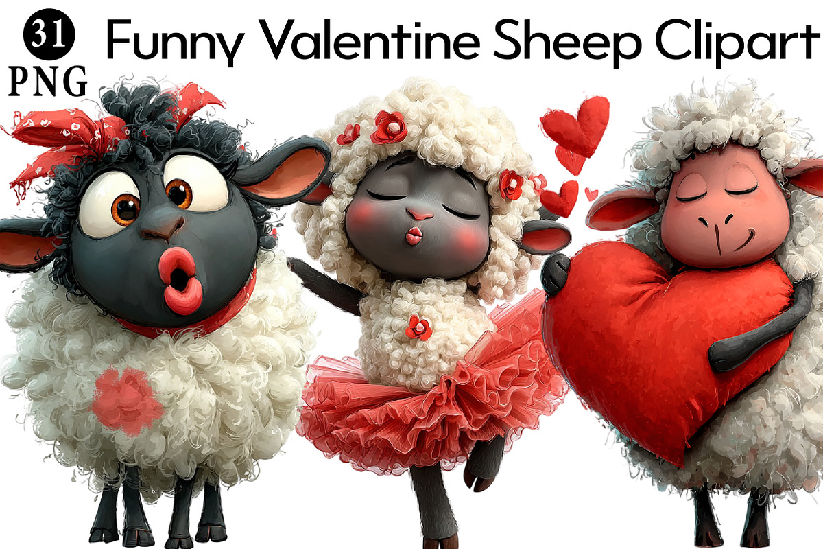 Funny Valentine Sheep Clipart, an Illustration by Daily.Designs (Photo 1 of 5)