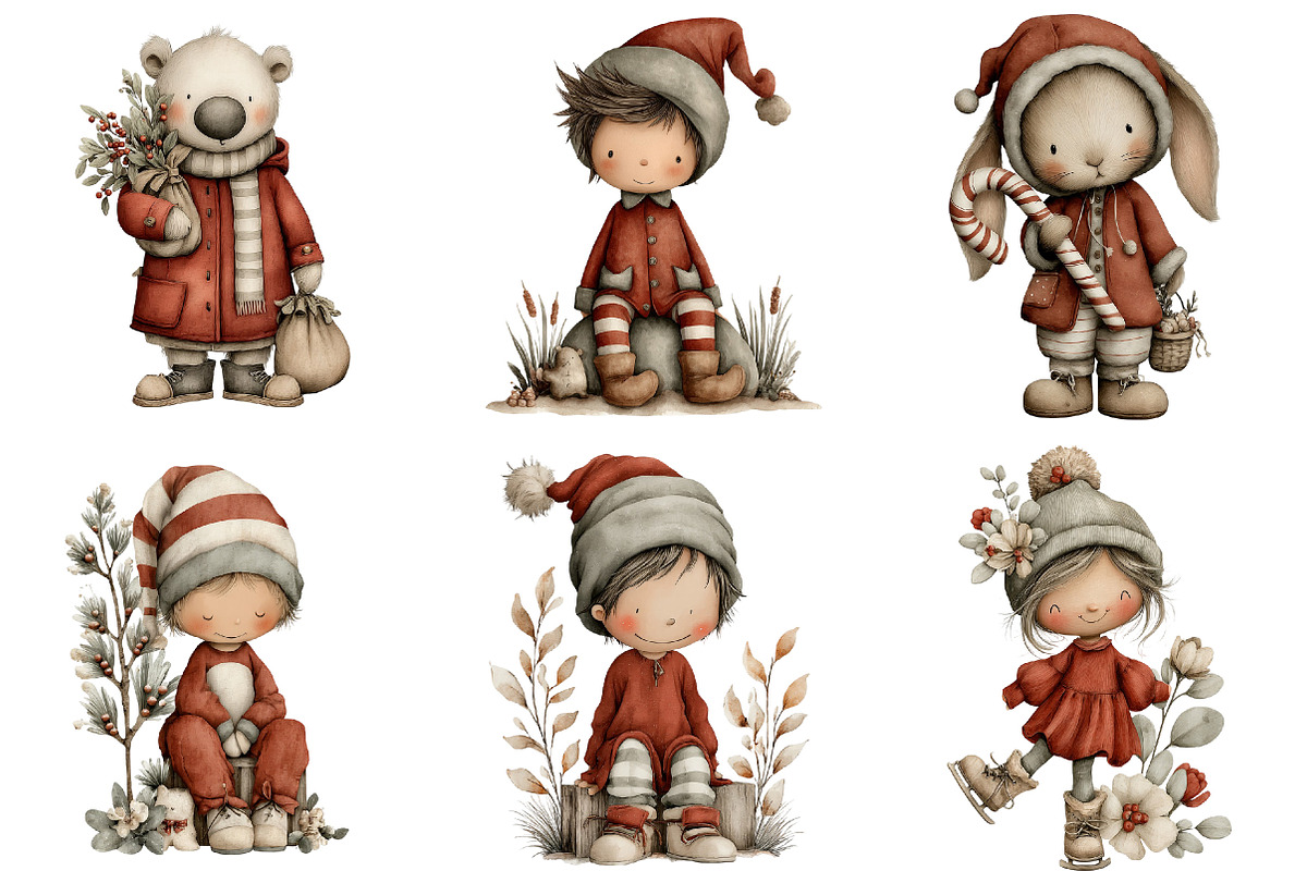 Whimsical Christmas Clipart, an Illustration by DreamCafeArt (Photo 2 of 7)
