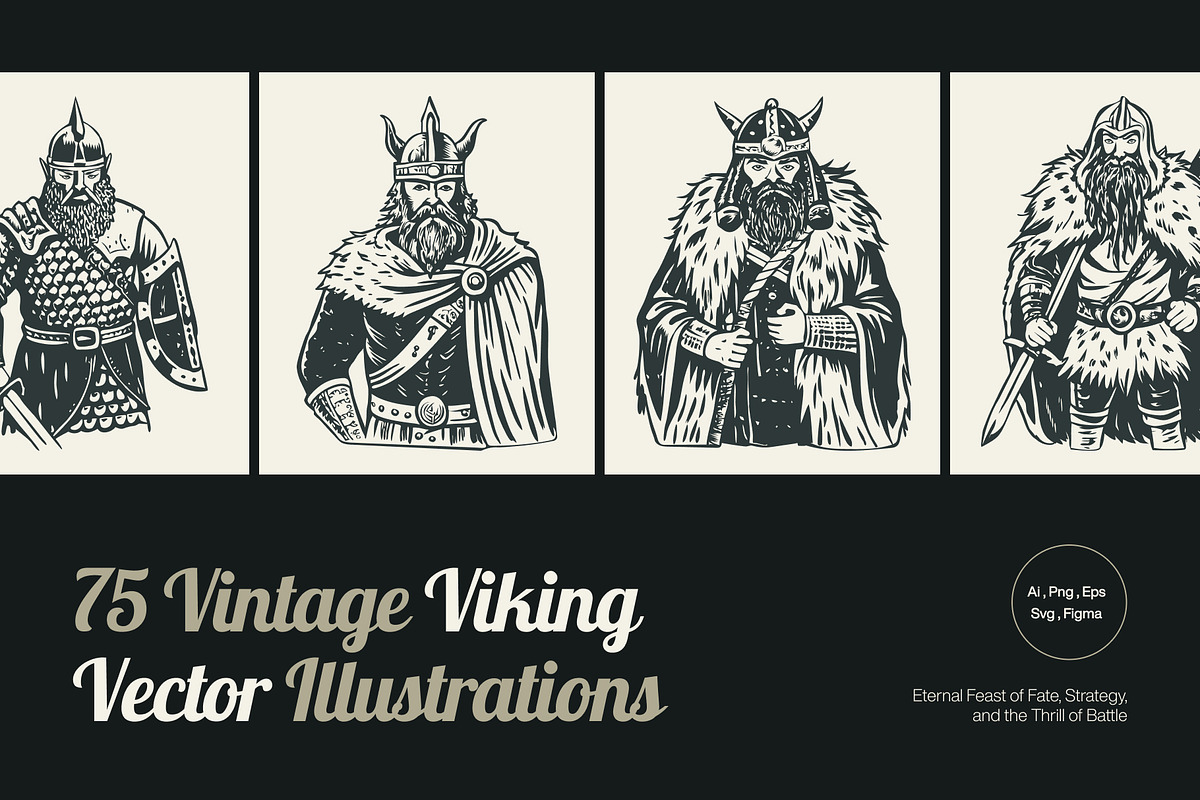 Vintage Viking Art Icon Set, a Person Illustration by Creative Stall (Photo 1 of 9)