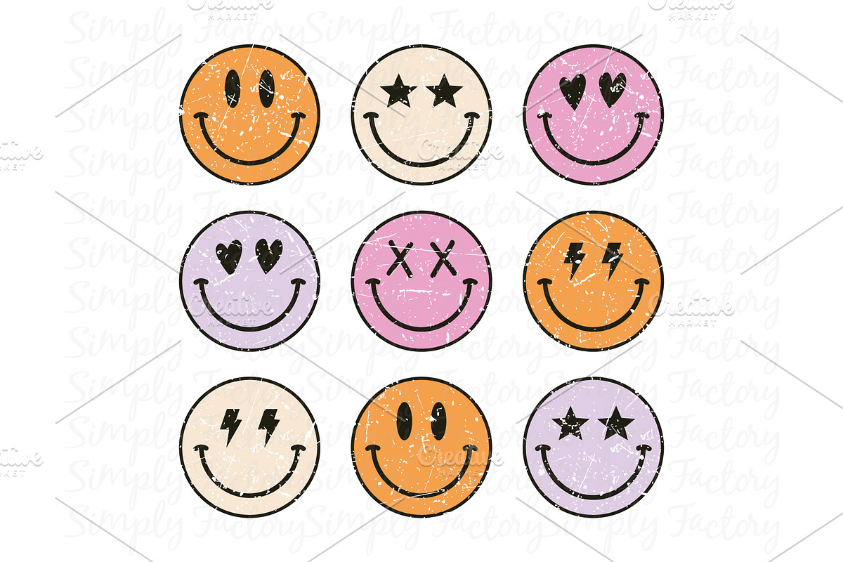 Retro Style Smiley Face, a Decorative Illustration by Simply Factory (Photo 1 of 2)