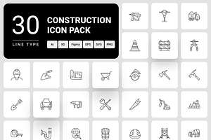 Construction line icon pack