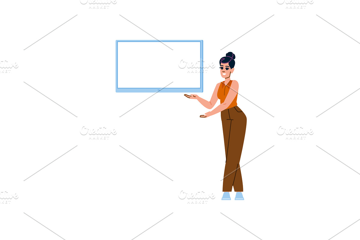 Businesswoman showing big blank, a Person Illustration by pikepicture