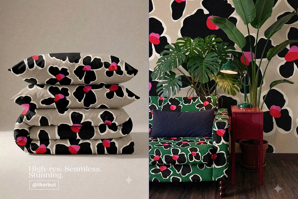 Bold Naive Modern Floral Pattern, a Pattern Graphic by likorbut (Photo 5 of 12)