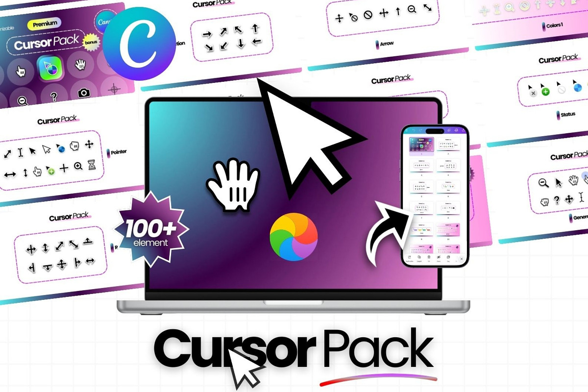 Cursor Pack Canva Templates, a Social Media Template by Virall (Photo 1 of 10)
