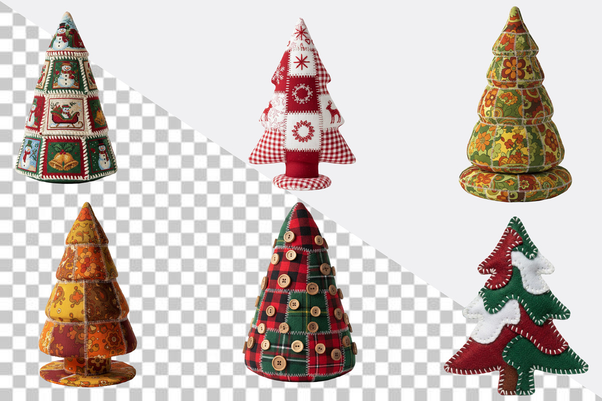 Vintage Retro Patchwork Christmas Tr, an Illustration by SVGArt (Photo 2 of 8)