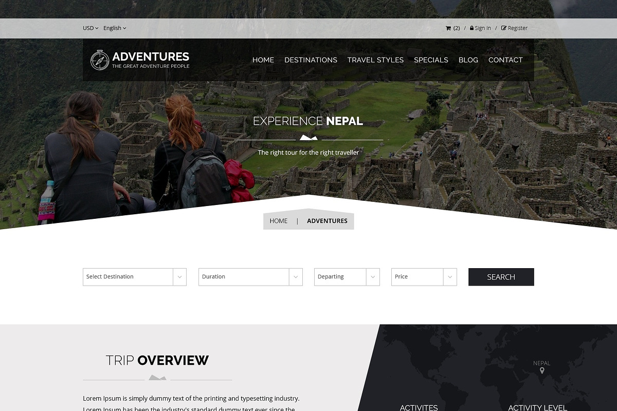 Adventures and Tour PSD Template, a Websites & App Template by ewises (Photo 8 of 15)