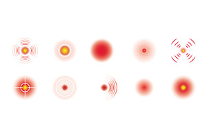 Red circles of pain or ache, an Object Illustration by Vector Creator