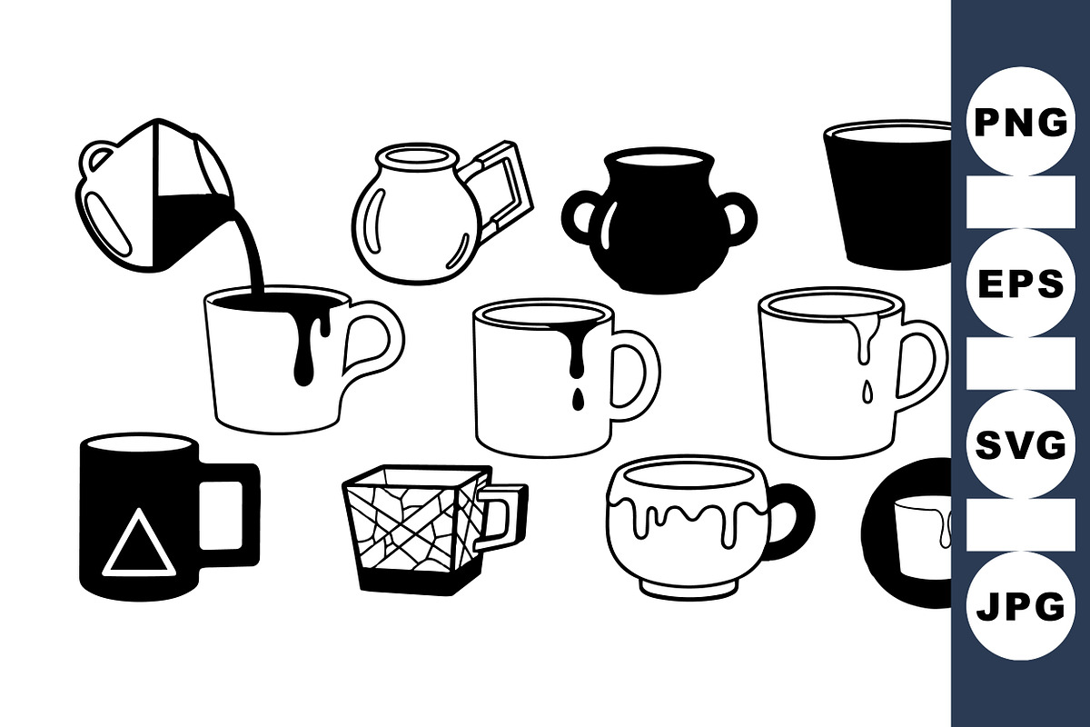 Coffee Mug SVG Clipart Set, an Illustration by designvectx (Photo 1 of 3)