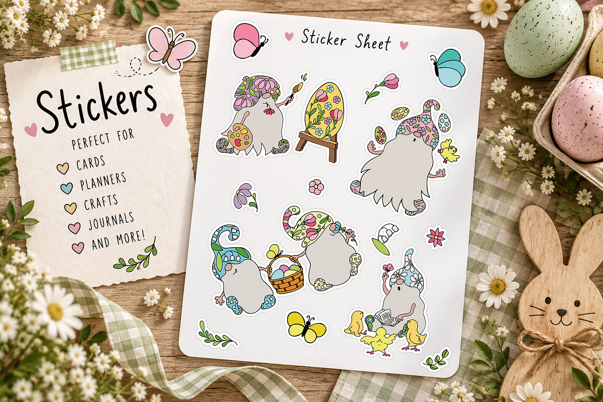 Easter Gnomes Clipart & Patterns, an Object Graphic by bubbled-rabbit (Photo 6 of 8)