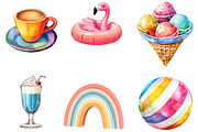 Cute Retro Summer Clipart, an Illustration by Designking (Thumbnail 3 of 5)