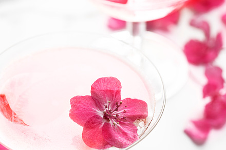 Romantic still life with rose wine