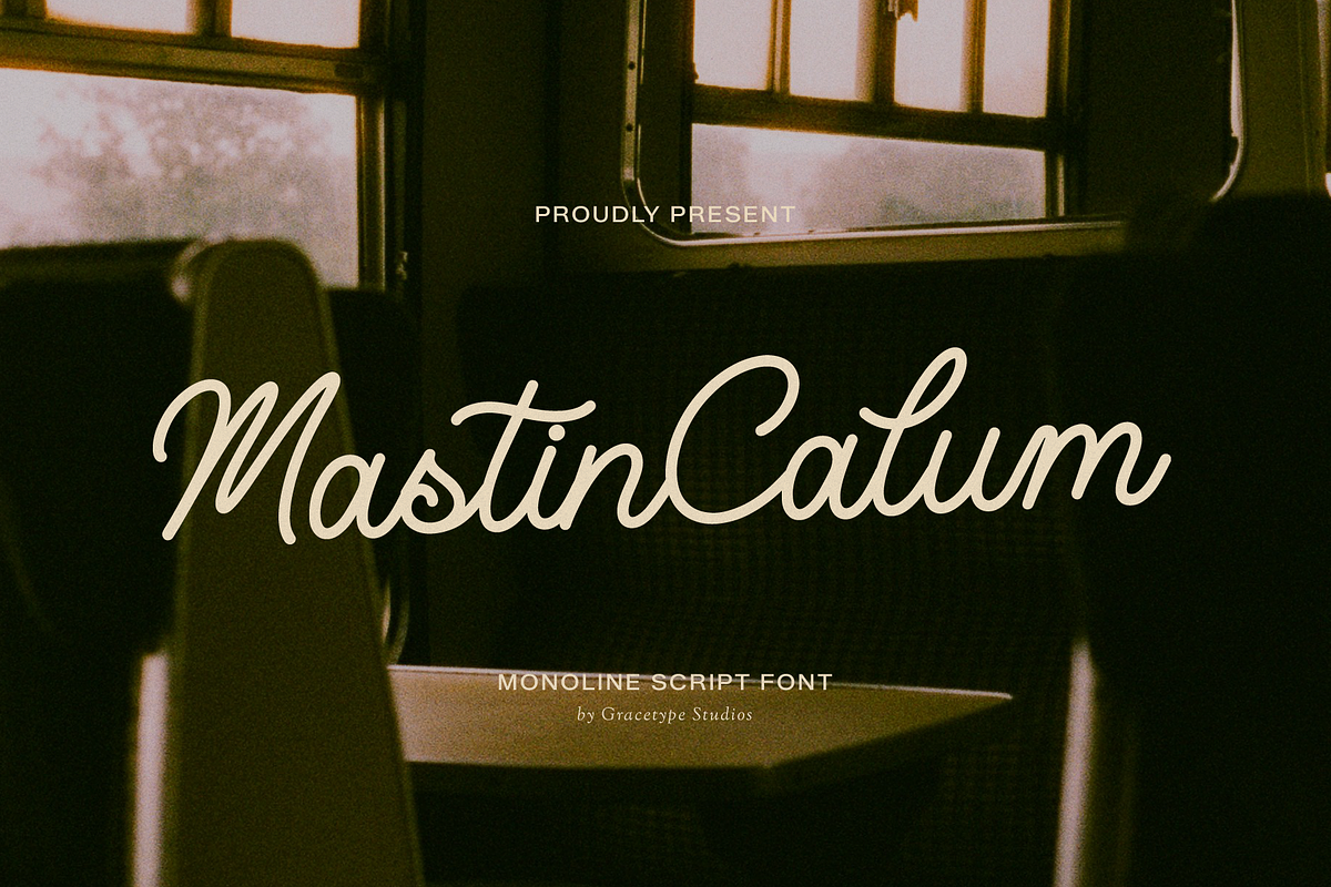 Mastin Calum | Monoline Script Font, a Script Font by gracetype_studio (Photo 1 of 12)
