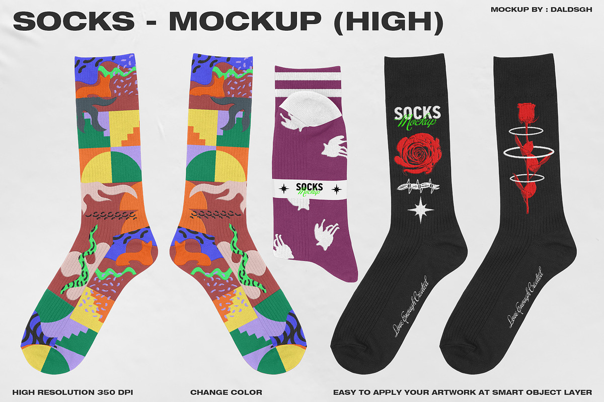 Socks - Mockup (High), a Merchandise Mockup by DaldSgh (Photo 1 of 12)